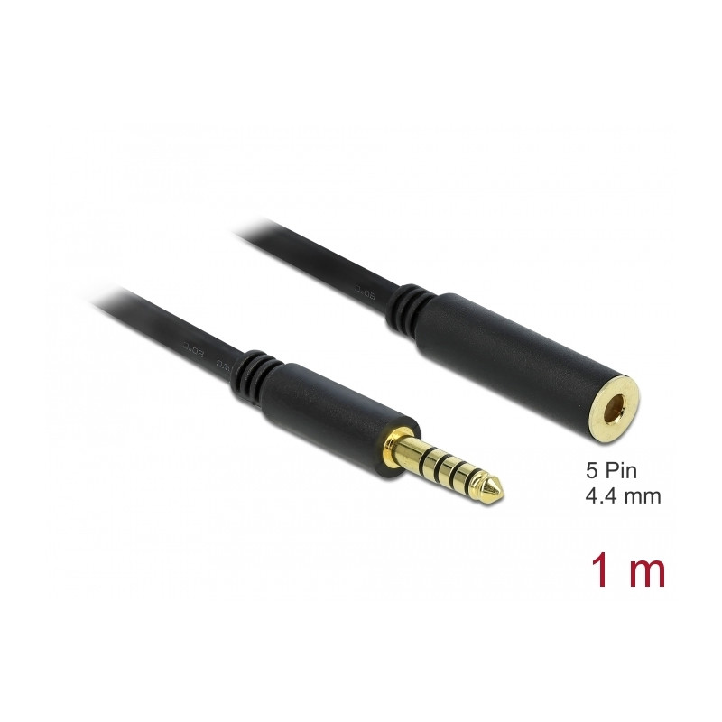 Delock Verlängerungskabel Klinke 4,4 mm 5 Pin Stecker zu Buchse 1 m schwarz