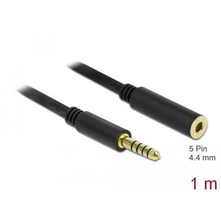 Delock Verlängerungskabel Klinke 4,4 mm 5 Pin Stecker zu Buchse 1 m schwarz