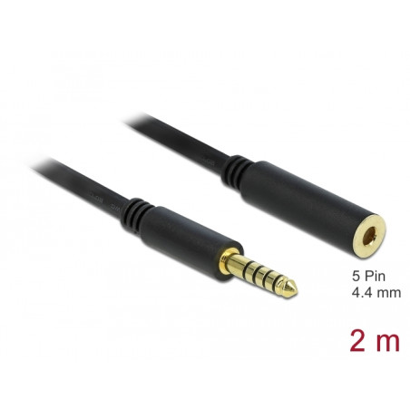 Delock Verlängerungskabel Klinke 4,4 mm 5 Pin Stecker zu Buchse 2 m schwarz