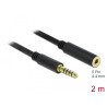 Delock Verlängerungskabel Klinke 4,4 mm 5 Pin Stecker zu Buchse 2 m schwarz