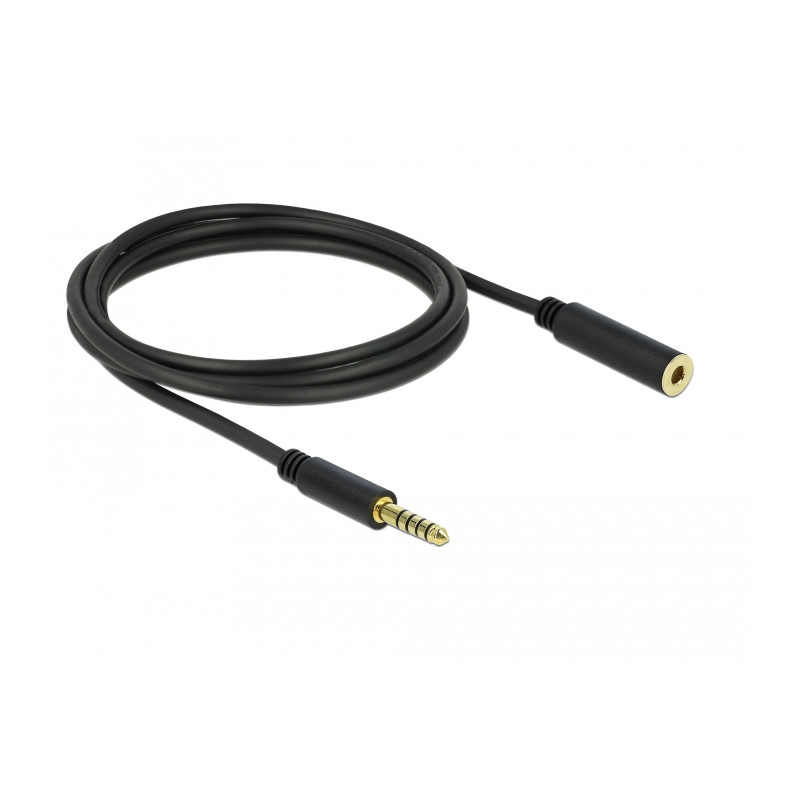 Delock Verlängerungskabel Klinke 4,4 mm 5 Pin Stecker zu Buchse 2 m schwarz