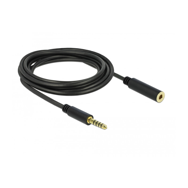 Delock Verlängerungskabel Klinke 4,4 mm 5 Pin Stecker zu Buchse 3 m schwarz