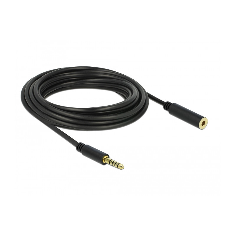 Delock Verlängerungskabel Klinke 4,4 mm 5 Pin Stecker zu Buchse 5 m schwarz