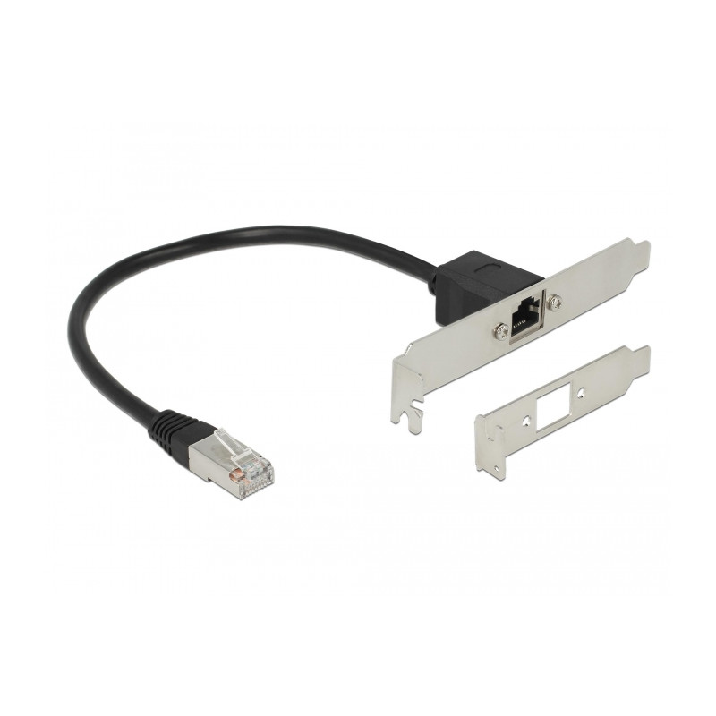 Delock Netzwerk Verlängerungskabel RJ45 Cat.5e 30 cm mit Standard und Low Profile Slotblende