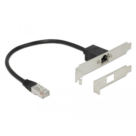 Delock Netzwerk Verlängerungskabel RJ45 Cat.5e 30 cm mit Standard und Low Profile Slotblende