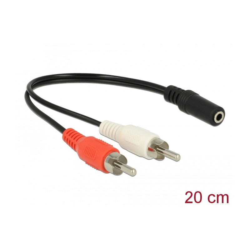 Delock Audio Kabel 2 x Cinchstecker zu 1 x 3,5 mm 3 Pin Klinkenbuchse 20 cm