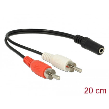 Delock Audio Kabel 2 x Cinchstecker zu 1 x 3,5 mm 3 Pin Klinkenbuchse 20 cm