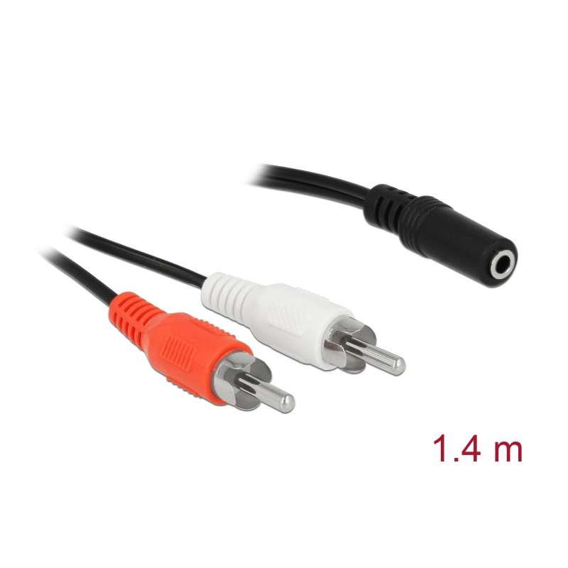 Delock Audio Kabel 2 x Cinchstecker zu 1 x 3,5 mm 3 Pin Klinkenbuchse 1,4 m
