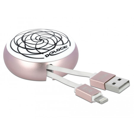 Delock USB Aufrollkabel Typ-A zu Lightning™ weiß / rosé