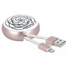 Delock USB Aufrollkabel Typ-A zu Lightning™ weiß / rosé