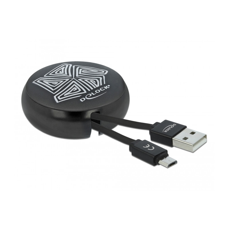 Delock USB Aufrollkabel Typ-A zu Micro-B schwarz