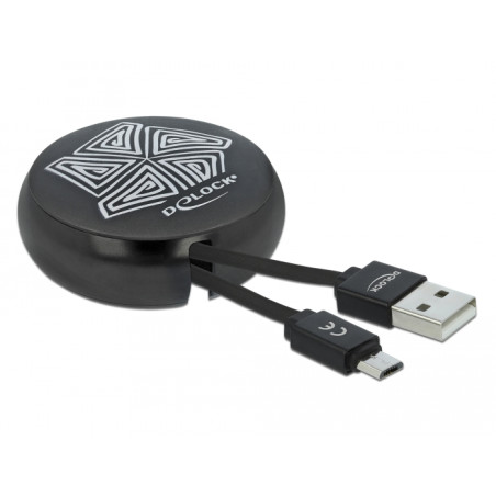 Delock USB Aufrollkabel Typ-A zu Micro-B schwarz