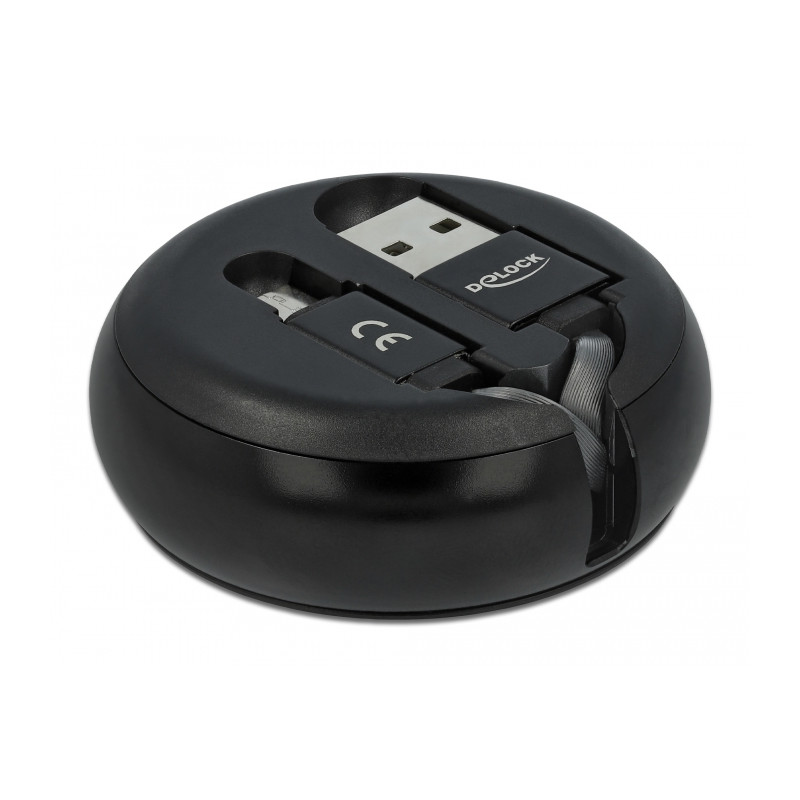 Delock USB Aufrollkabel Typ-A zu Micro-B schwarz