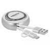 Delock USB 2 in 1 Aufrollkabel Typ-A zu Micro-B und USB-C™ weiß / silber