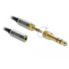 Delock Spiralkabel Verlängerung 3,5 mm 3 Pin Klinkenstecker zu Klinkenbuchse mit 6,35 mm Schraubadapter 2 m