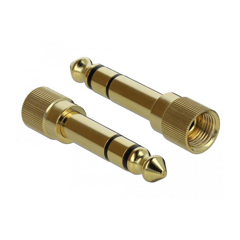 Delock Spiralkabel Verlängerung 3,5 mm 3 Pin Klinkenstecker zu Klinkenbuchse mit 6,35 mm Schraubadapter 5 m