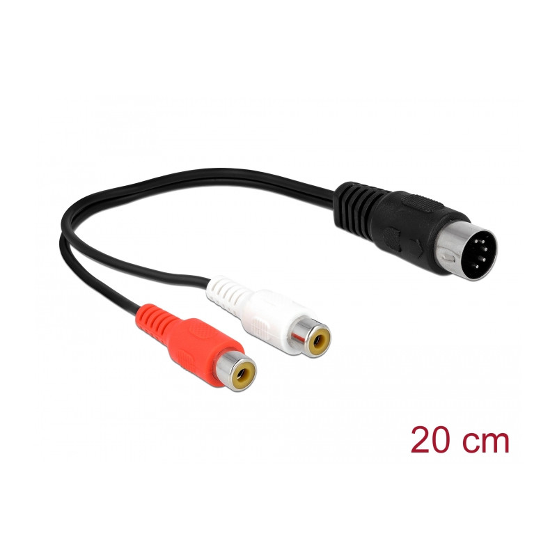 Delock DIN Kabel Diodenstecker 5 Pin zu 2 x Cinch Buchse 20 cm