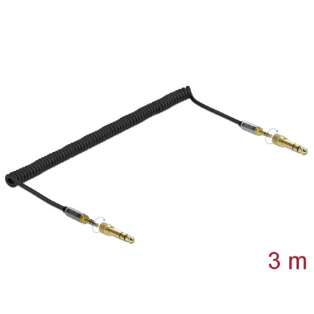 Delock Spiralkabel 3,5 mm 3 Pin Klinkenstecker zu Klinkenstecker mit Schraubadapter 3 m