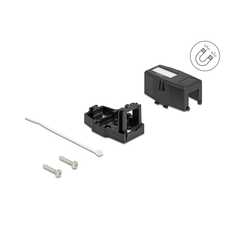 Delock Keystone Leergehäuse 1 Port mit magnetischer Unterseite, schwarz