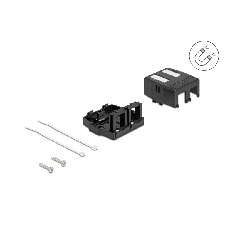 Delock Keystone Leergehäuse 2 Port mit magnetischer Unterseite, schwarz