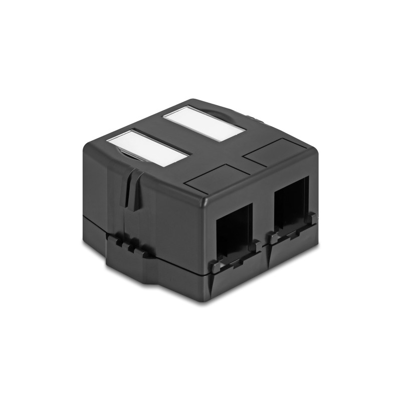 Delock Keystone Leergehäuse 2 Port mit magnetischer Unterseite, schwarz
