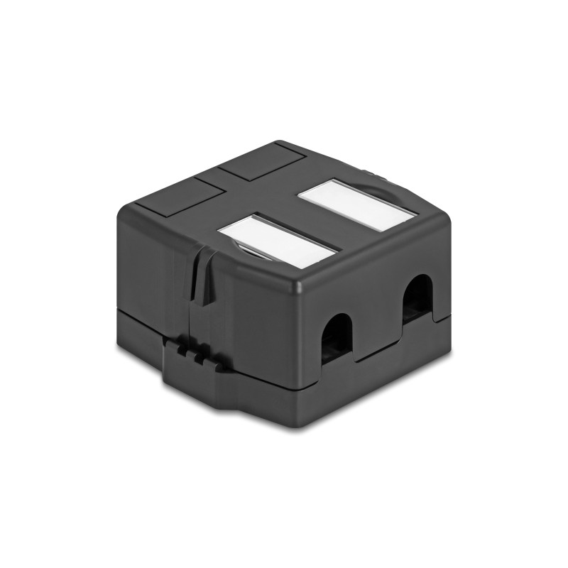 Delock Keystone Leergehäuse 2 Port mit magnetischer Unterseite, schwarz