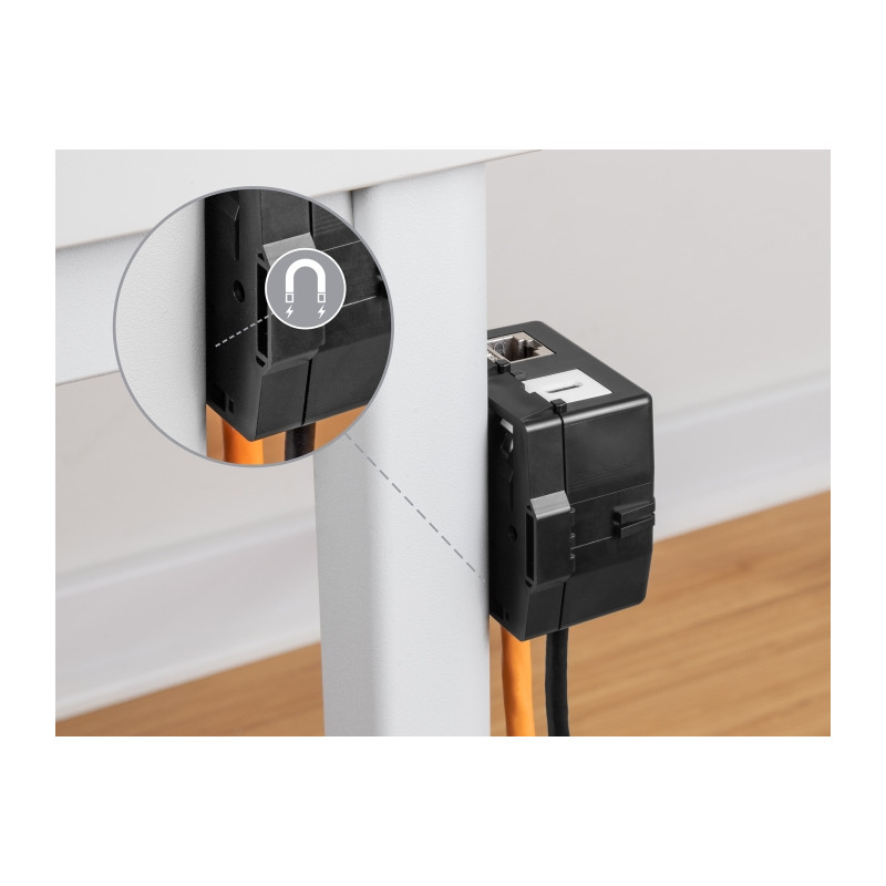 Delock Keystone Leergehäuse 2 Port mit magnetischer Unterseite, schwarz