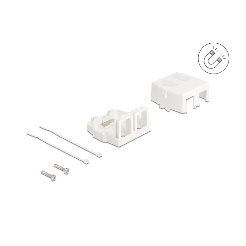 Delock Keystone Leergehäuse 2 Port mit magnetischer Unterseite, weiß