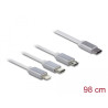 Delock USB Type-C™ 3 in 1 Aufrollladekabel für Lightning™ / Micro USB / USB Type-C™ weiß