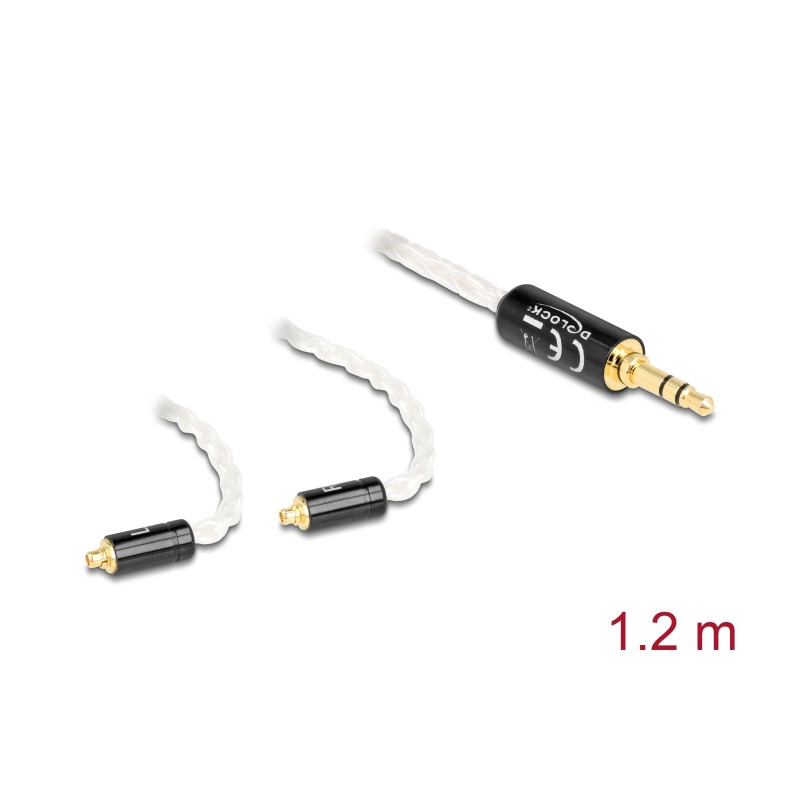 Delock Audio Kabel 3,5 mm 3 Pin Klinkenstecker zu 2 x MMCX Stecker 1,20 m