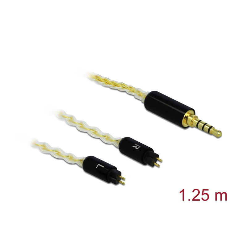 Delock Audio Kabel 3,5 mm 4 Pin Klinkenstecker zu 2 x 2 Pin Stecker 1,25 m