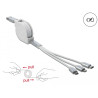 Delock USB Typ-A 3 in 1 Aufrollladekabel für Lightning™ / Micro USB / USB Type-C™ weiß