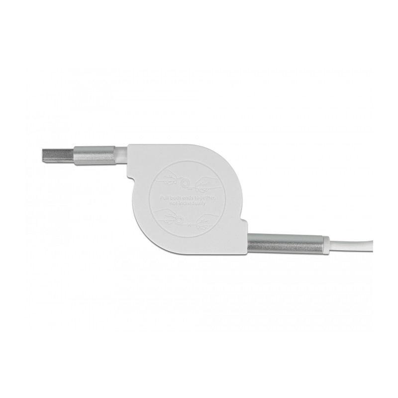 Delock USB Typ-A 3 in 1 Aufrollladekabel für Lightning™ / Micro USB / USB Type-C™ weiß