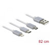 Delock USB Typ-A 3 in 1 Aufrollladekabel für Lightning™ / Micro USB / USB Type-C™ weiß