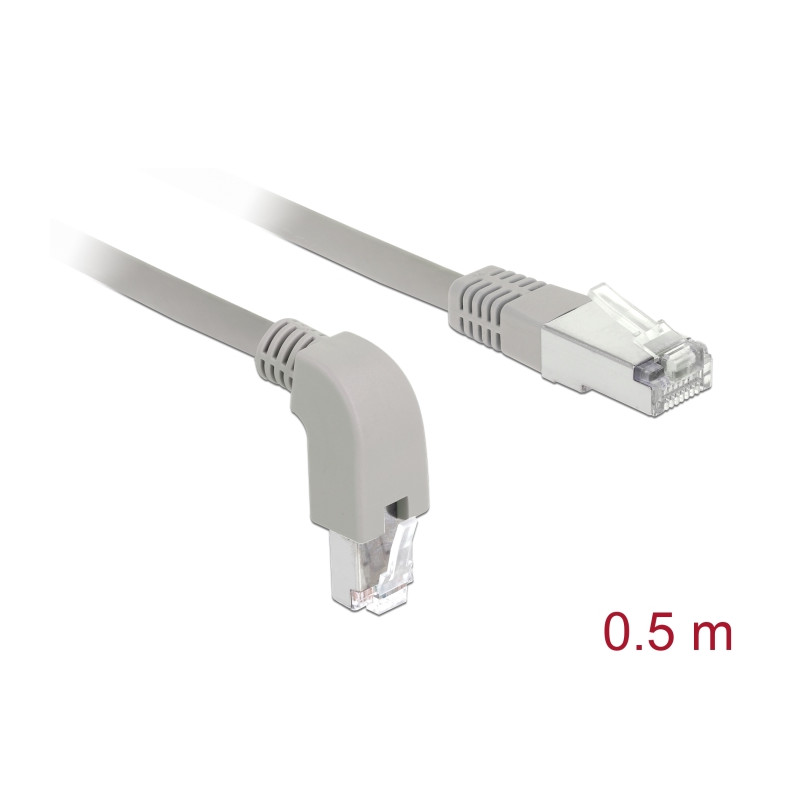 Delock Netzwerkkabel RJ45 Cat.5e SF/UTP unten gewinkelt / gerade 0,5 m