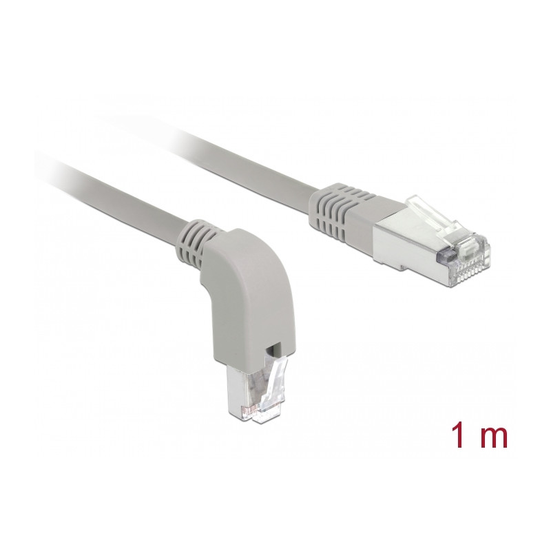 Delock Netzwerkkabel RJ45 Cat.6 S/FTP unten gewinkelt / gerade 1 m