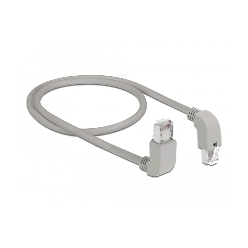 Delock Netzwerkkabel RJ45 Cat.6A S/FTP oben / unten gewinkelt 0,5 m