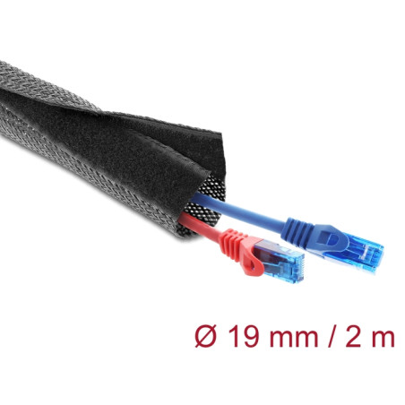 Delock Geflechtschlauch mit Klettverschluss 2 m x 19 mm schwarz