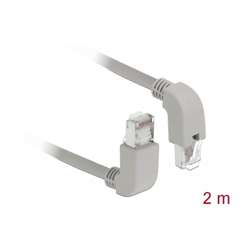 Delock Netzwerkkabel RJ45 Cat.6A S/FTP oben / unten gewinkelt 2 m