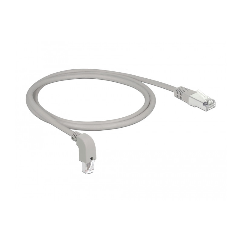 Delock Netzwerkkabel RJ45 Cat.6A S/FTP unten gewinkelt / gerade 1 m