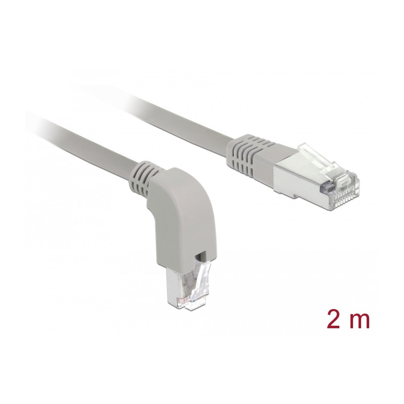Delock Netzwerkkabel RJ45 Cat.6A S/FTP unten gewinkelt / gerade 2 m