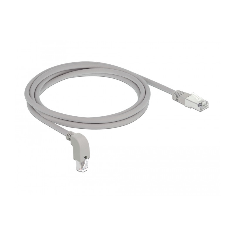 Delock Netzwerkkabel RJ45 Cat.6A S/FTP unten gewinkelt / gerade 2 m