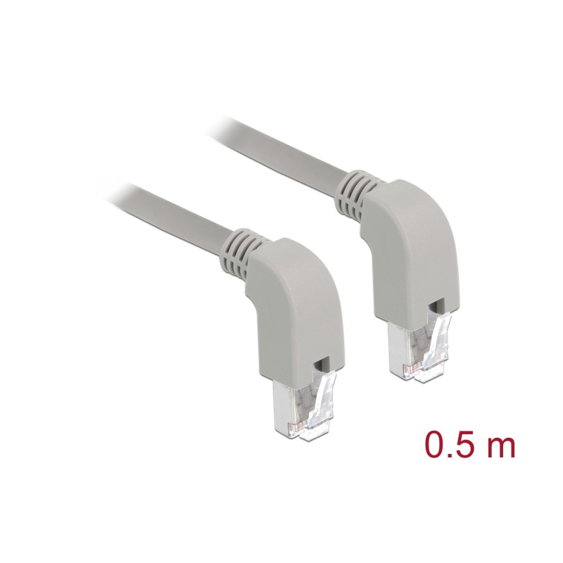 Delock Netzwerkkabel RJ45 Cat.6A S/FTP unten / unten gewinkelt 0,5 m