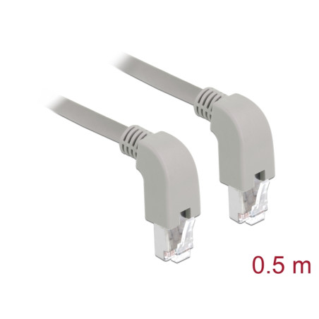 Delock Netzwerkkabel RJ45 Cat.6A S/FTP unten / unten gewinkelt 0,5 m