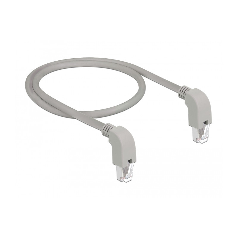 Delock Netzwerkkabel RJ45 Cat.6A S/FTP unten / unten gewinkelt 0,5 m