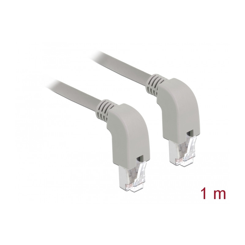 Delock Netzwerkkabel RJ45 Cat.6A S/FTP unten / unten gewinkelt 1 m