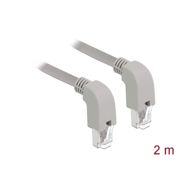 Delock Netzwerkkabel RJ45 Cat.6A S/FTP unten / unten gewinkelt 2 m