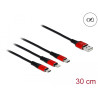 Delock USB Ladekabel 3 in 1 Typ-A zu Lightning™ / Micro USB / USB Type-C™ 30 cm schwarz / rot