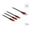 Delock USB Ladekabel 3 in 1 Typ-A zu Lightning™ / Micro USB / USB Type-C™ 1 m schwarz / rot