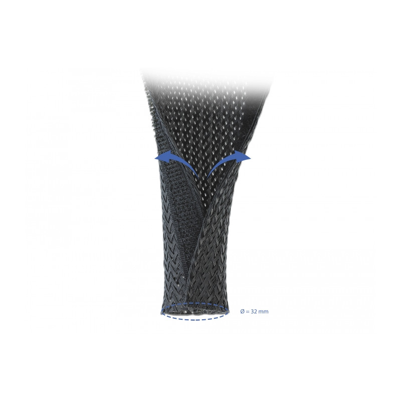 Delock Geflechtschlauch mit Klettverschluss 2 m x 32 mm schwarz